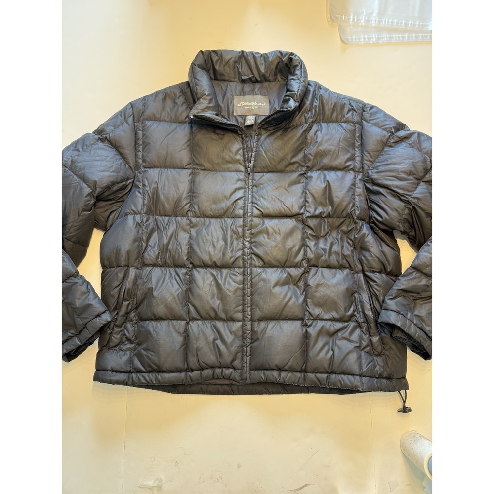 Eddie Bauer Jacket Mens XL Goose Down Quilted Green Full Zip Puffer